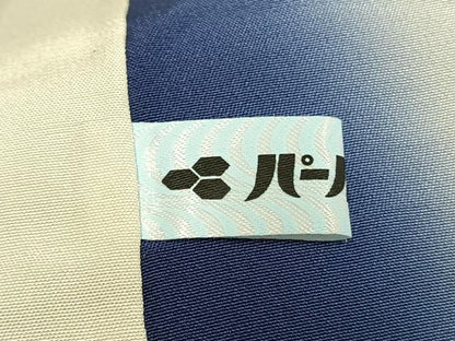 平和屋着物●上質な小紋　藍　切嵌更紗花文　正絹　逸品　AABI1769fy