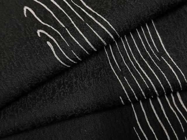平和屋着物●染色作家　草野一騎　小紋　杢目間道　黒地　正絹　逸品　AABI1772fy