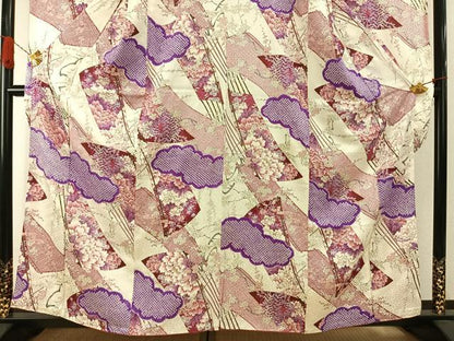 平和屋着物●豪華振袖　絞り　雲取り扇面花文　金彩　やまと誂製　正絹　逸品　AABI1776fy