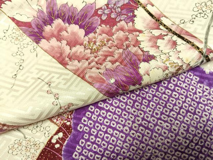 平和屋着物●豪華振袖　絞り　雲取り扇面花文　金彩　やまと誂製　正絹　逸品　AABI1776fy
