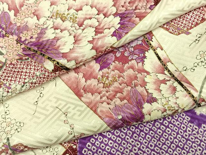 平和屋着物●豪華振袖　絞り　雲取り扇面花文　金彩　やまと誂製　正絹　逸品　AABI1776fy