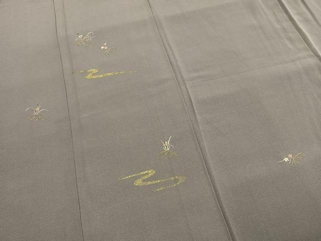 平和屋着物●訪問着　刺繍　草花文　金糸　正絹　逸品　AABI1777fy