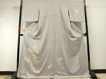 平和屋着物●訪問着　絞り　花丸文　金彩　ロング丈　正絹　逸品　AABI1779fy