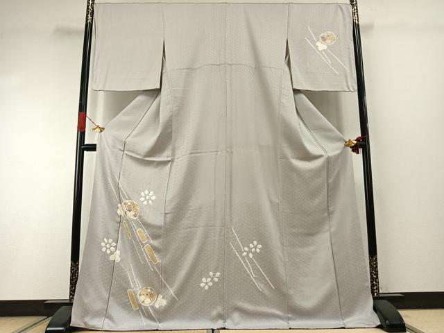 平和屋着物●訪問着　絞り　花丸文　金彩　ロング丈　正絹　逸品　AABI1779fy