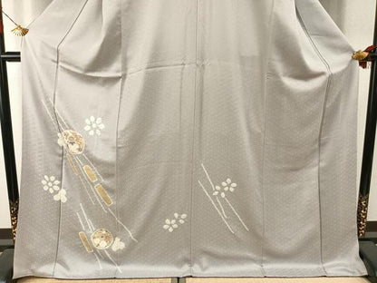 平和屋着物●訪問着　絞り　花丸文　金彩　ロング丈　正絹　逸品　AABI1779fy