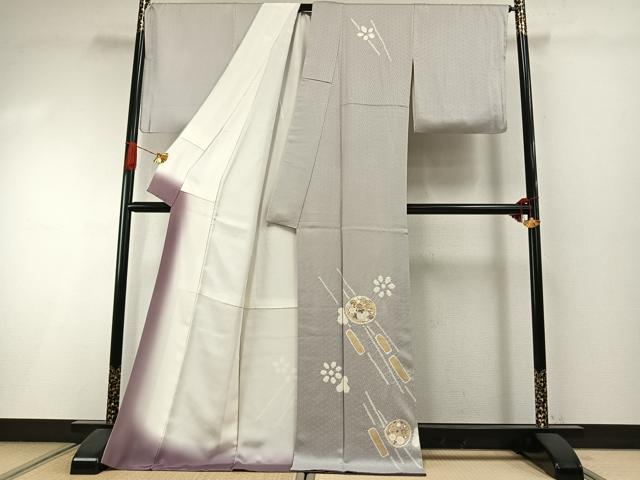 平和屋着物●訪問着　絞り　花丸文　金彩　ロング丈　正絹　逸品　AABI1779fy