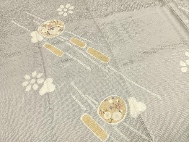 平和屋着物●訪問着　絞り　花丸文　金彩　ロング丈　正絹　逸品　AABI1779fy
