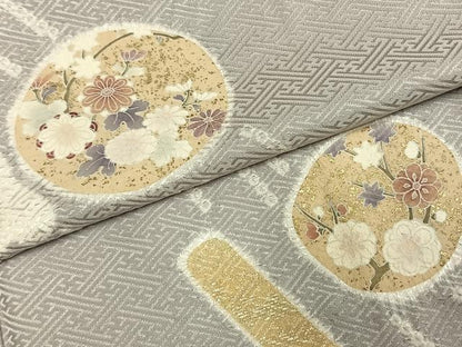平和屋着物●訪問着　絞り　花丸文　金彩　ロング丈　正絹　逸品　AABI1779fy