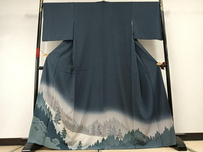 平和屋着物●色留訪問着　樹林文　暈し染め　金彩　正絹　逸品　AABI1780fy
