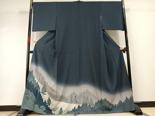 平和屋着物●色留訪問着　樹林文　暈し染め　金彩　正絹　逸品　AABI1780fy