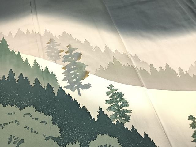 平和屋着物●色留訪問着　樹林文　暈し染め　金彩　正絹　逸品　AABI1780fy