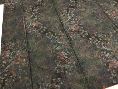 平和屋着物●本場大島紬　カタス9マルキ　枝花文　正絹　逸品　AABI1781fy