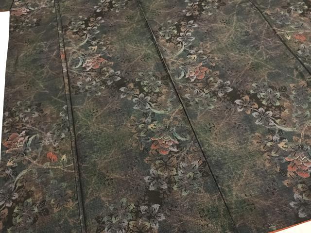 平和屋着物●本場大島紬　カタス9マルキ　枝花文　正絹　逸品　AABI1781fy