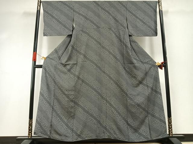 平和屋着物●江戸小紋　訪問着　斜縞　銀杏　正絹　逸品　未使用　AABI1782fy