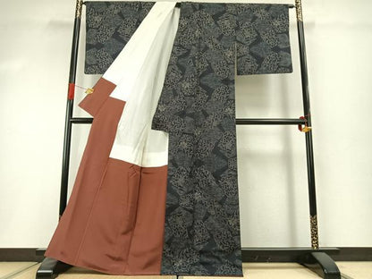 平和屋着物●本場大島紬　カタス　切嵌花唐草文　正絹　逸品　AABI1784fy