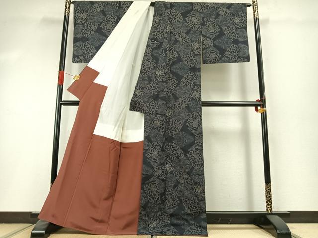 平和屋着物●本場大島紬　カタス　切嵌花唐草文　正絹　逸品　AABI1784fy