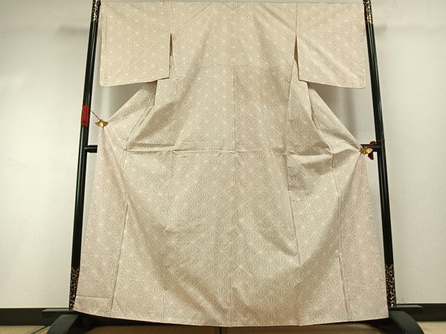 平和屋着物●本場大島紬　白大島　一元絣　麻の葉文様　正絹　逸品　AABI1785fy