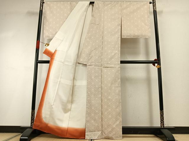 平和屋着物●本場大島紬　白大島　一元絣　麻の葉文様　正絹　逸品　AABI1785fy
