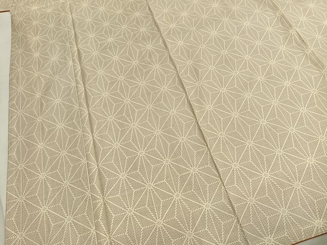 平和屋着物●本場大島紬　白大島　一元絣　麻の葉文様　正絹　逸品　AABI1785fy