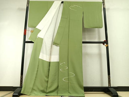 平和屋着物●訪問着　流水文　金彩　ロング丈　正絹　逸品　AABI1786fy