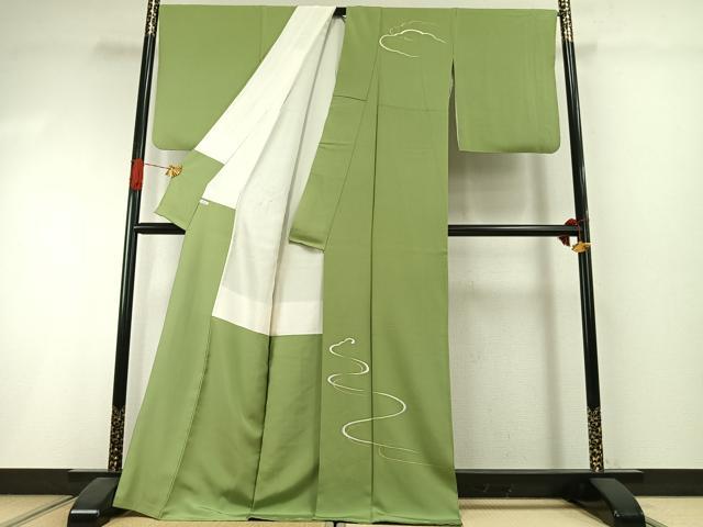 平和屋着物●訪問着　流水文　金彩　ロング丈　正絹　逸品　AABI1786fy