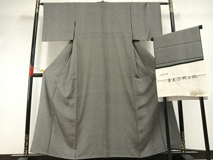 平和屋着物●江戸小紋　草木染　鮫小紋柄　反端付き　正絹　逸品　AABI1787fy