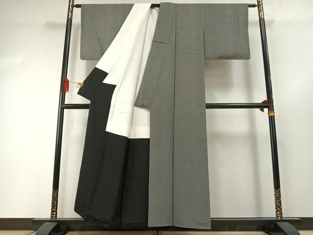 平和屋着物●江戸小紋　草木染　鮫小紋柄　反端付き　正絹　逸品　AABI1787fy