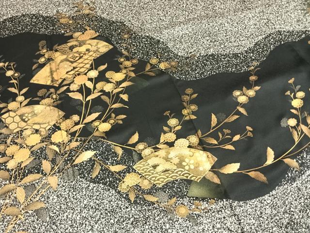 平和屋着物●訪問着　地紙花文　たたき染め　金銀彩　鈴乃屋扱い　正絹　逸品　AABI1790fy
