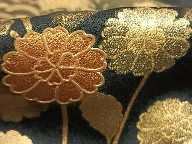 平和屋着物●訪問着　地紙花文　たたき染め　金銀彩　鈴乃屋扱い　正絹　逸品　AABI1790fy