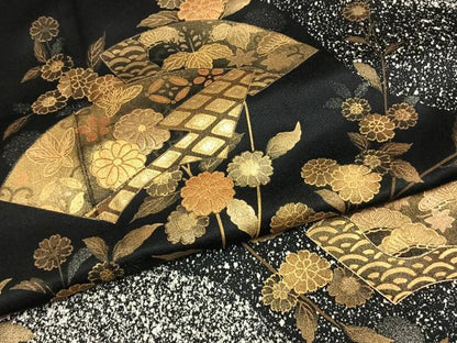 平和屋着物●訪問着　地紙花文　たたき染め　金銀彩　鈴乃屋扱い　正絹　逸品　AABI1790fy