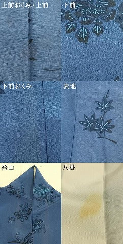 平和屋着物●上質な小紋　藍　紅型　花鳥文　正絹　逸品　AABI1795fy