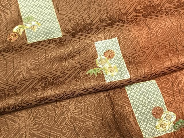 平和屋着物●訪問着　駒刺繍　色紙花文　暈し染め　金彩　正絹　逸品　未使用　AABI1797fy