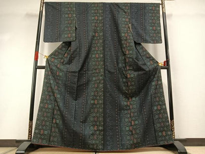 平和屋着物●本場大島紬　カタス7マルキ　草花文　正絹　逸品　未使用　AABI1798fy