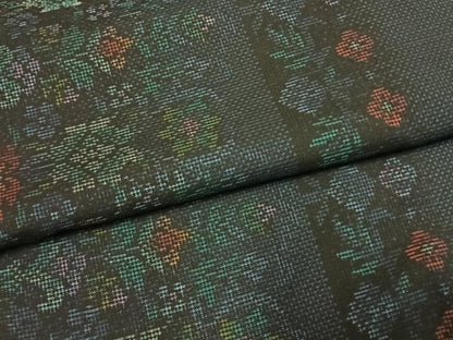 平和屋着物●本場大島紬　カタス7マルキ　草花文　正絹　逸品　未使用　AABI1798fy