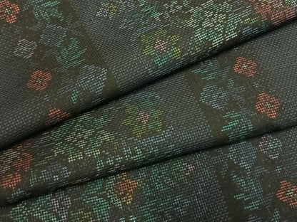 平和屋着物●本場大島紬　カタス7マルキ　草花文　正絹　逸品　未使用　AABI1798fy