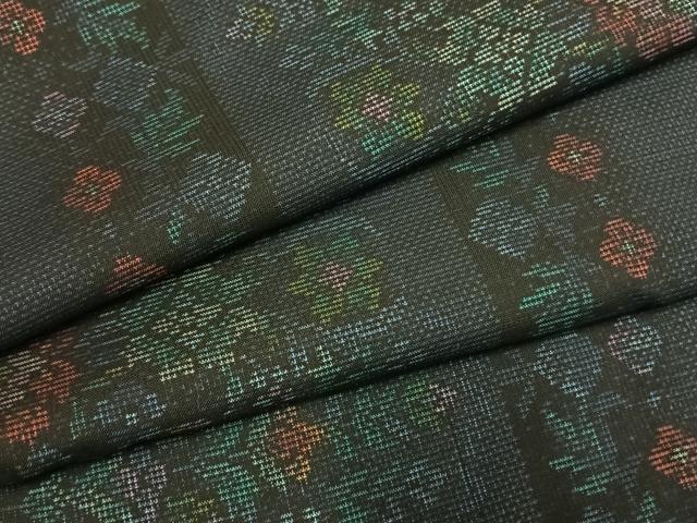 平和屋着物●本場大島紬　カタス7マルキ　草花文　正絹　逸品　未使用　AABI1798fy