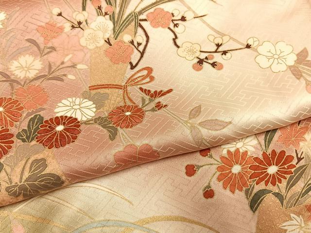 平和屋着物●十日町老舗ブランド 吉澤友禅 吾妻徳穂 訪問着 刺繍 草花文 暈し染め 金彩 鈴乃屋扱い 正絹 逸品 未使用 AABI1800fy