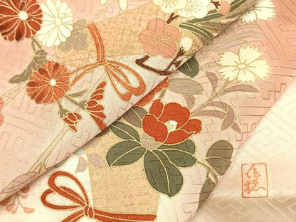 平和屋着物●十日町老舗ブランド 吉澤友禅 吾妻徳穂 訪問着 刺繍 草花文 暈し染め 金彩 鈴乃屋扱い 正絹 逸品 未使用 AABI1800fy