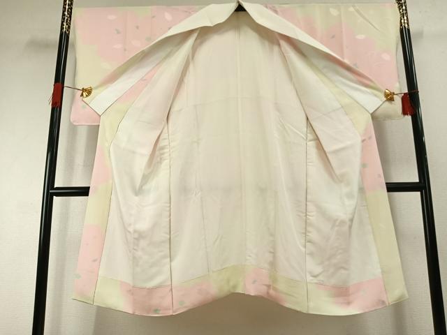 平和屋着物●長襦袢　袷　舞桜文　正絹　逸品　AABI1802fy