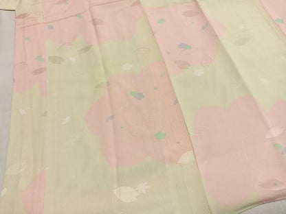 平和屋着物●長襦袢　袷　舞桜文　正絹　逸品　AABI1802fy