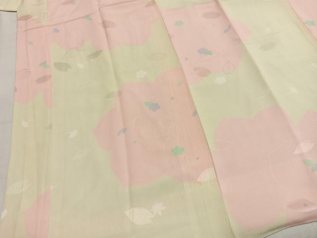 平和屋着物●長襦袢　袷　舞桜文　正絹　逸品　AABI1802fy