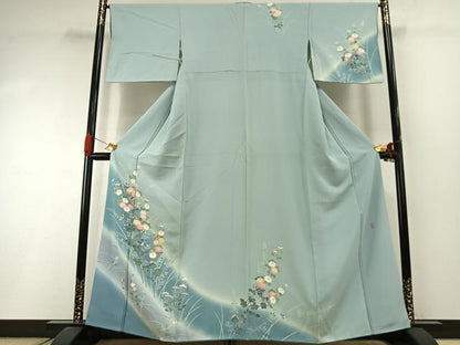 平和屋着物●訪問着　友禅　作家物　峰山　草花文　暈し染め　正絹　逸品　AABI1804fy