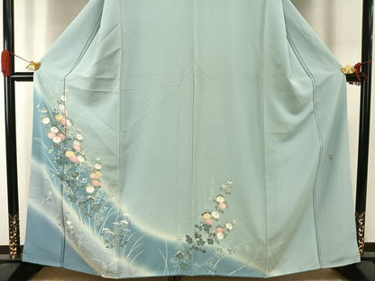 平和屋着物●訪問着　友禅　作家物　峰山　草花文　暈し染め　正絹　逸品　AABI1804fy