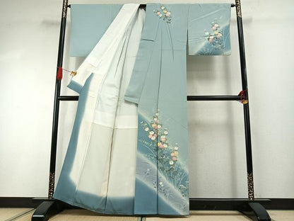 平和屋着物●訪問着　友禅　作家物　峰山　草花文　暈し染め　正絹　逸品　AABI1804fy