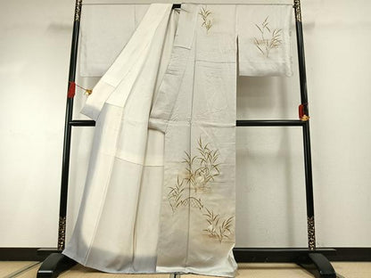 平和屋着物●訪問着　刺繍　白鷺　暈し染め　正絹　逸品　AABI1805fy