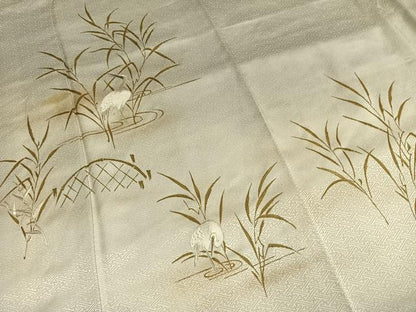 平和屋着物●訪問着　刺繍　白鷺　暈し染め　正絹　逸品　AABI1805fy