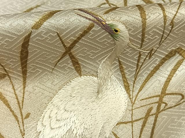 平和屋着物●訪問着　刺繍　白鷺　暈し染め　正絹　逸品　AABI1805fy