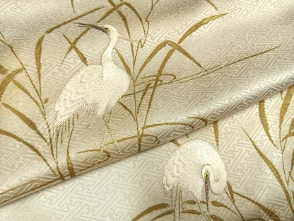 平和屋着物●訪問着　刺繍　白鷺　暈し染め　正絹　逸品　AABI1805fy