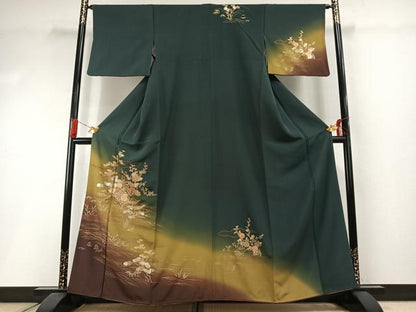 平和屋着物●訪問着　草花文　暈し染め　金彩　正絹　逸品　AABI1806fy
