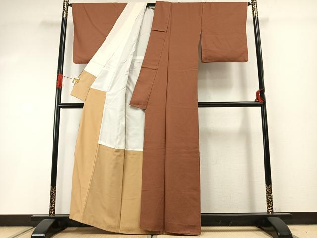 平和屋着物●本草木染作家　圓啓　江戸小紋　鮫小紋柄　正絹　逸品　AABI1807fy